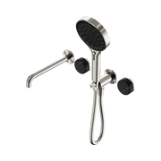 Nero Serenity Progressive Shower System With Spout With Marquina Black Handle And Serenity Hand Shower - Brushed Nickel