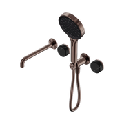 Nero Serenity Progressive Shower System With Spout With Marquina Black Handle And Serenity Hand Shower - Brushed Bronze