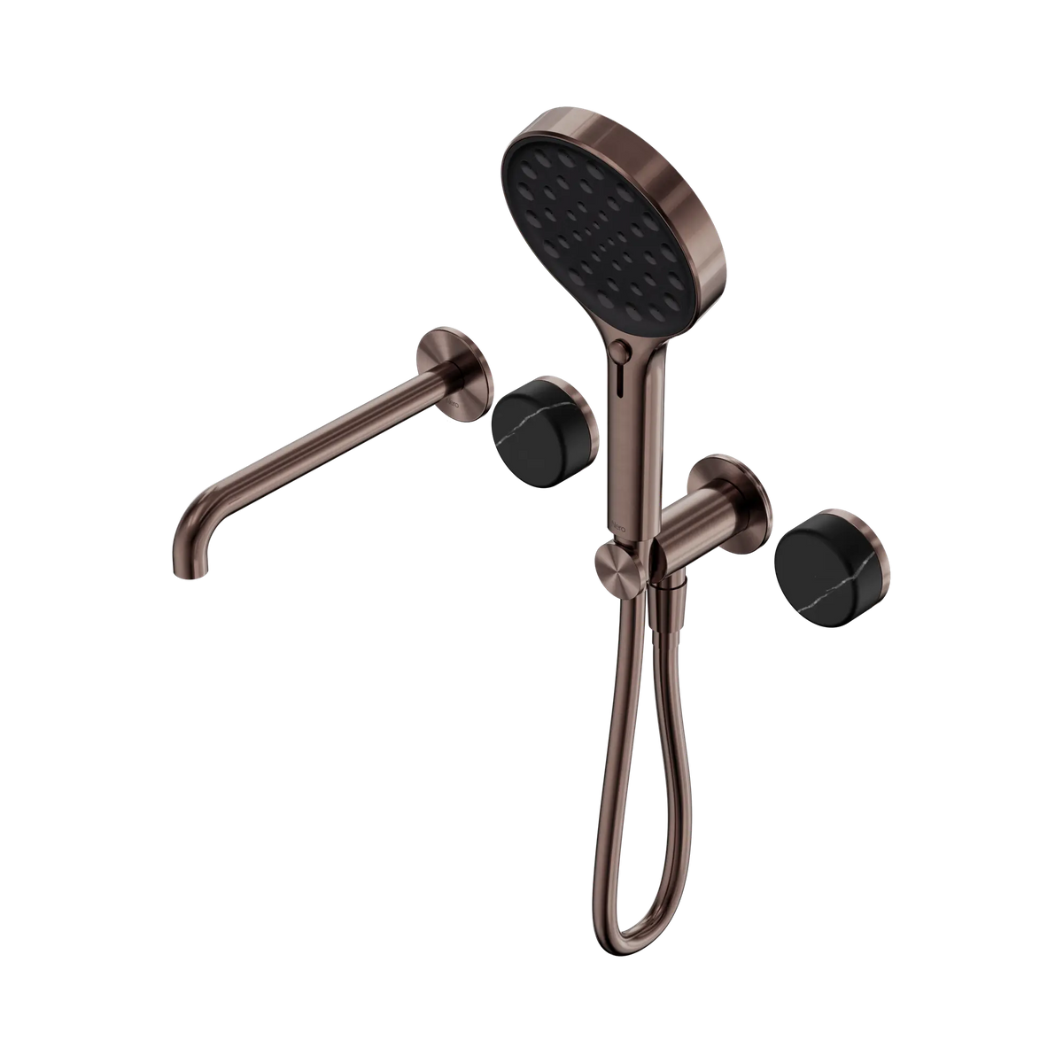 Nero Serenity Progressive Shower System With Spout With Marquina Black Handle And Serenity Hand Shower - Brushed Bronze
