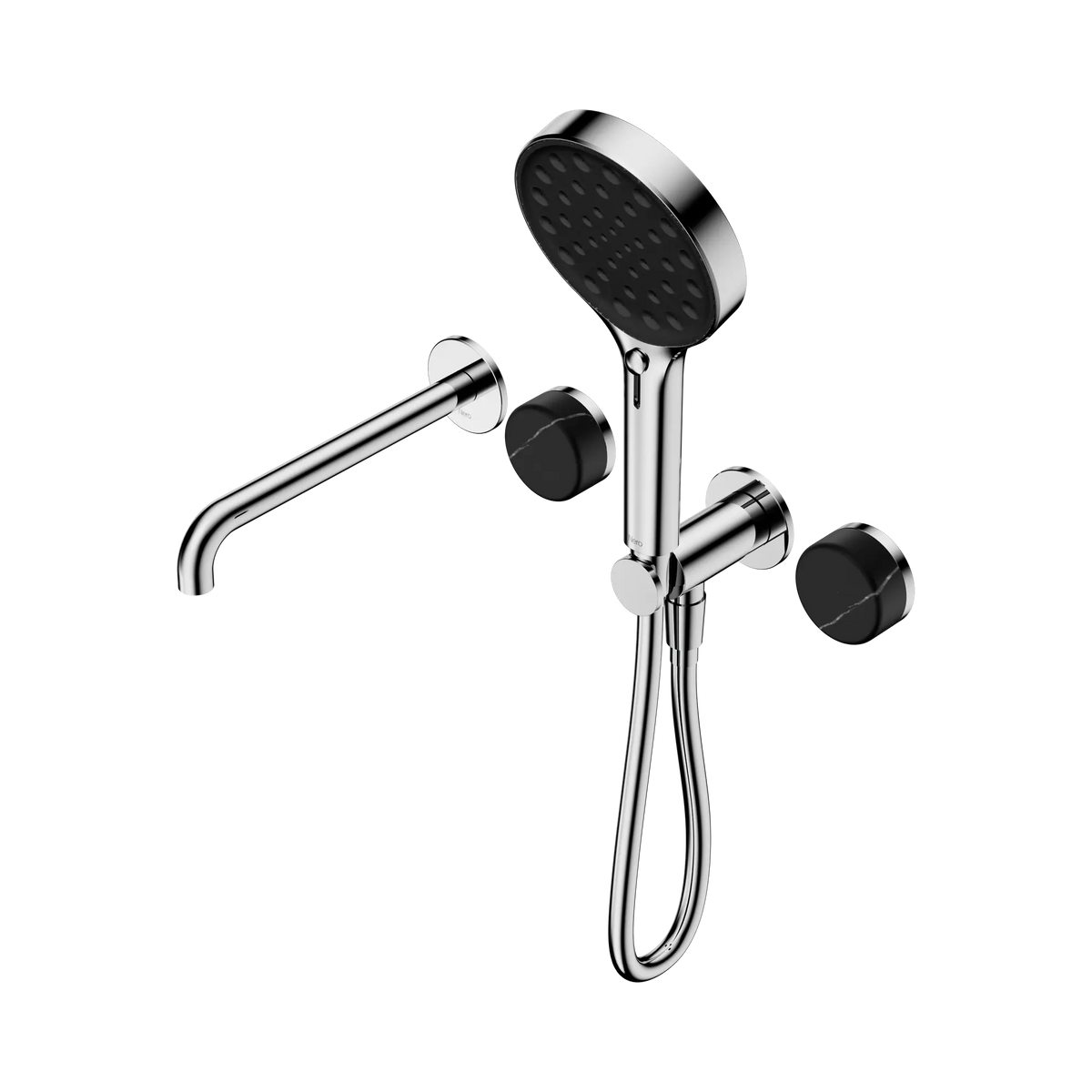 Nero Serenity Progressive Shower System With Spout With Marquina Black Handle And Serenity Hand Shower - Chrome