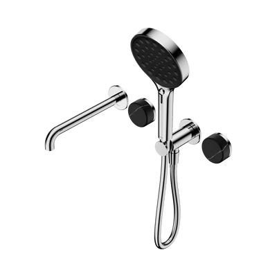 Nero Serenity Progressive Shower System With Spout With Marquina Black Handle And Serenity Hand Shower - Chrome