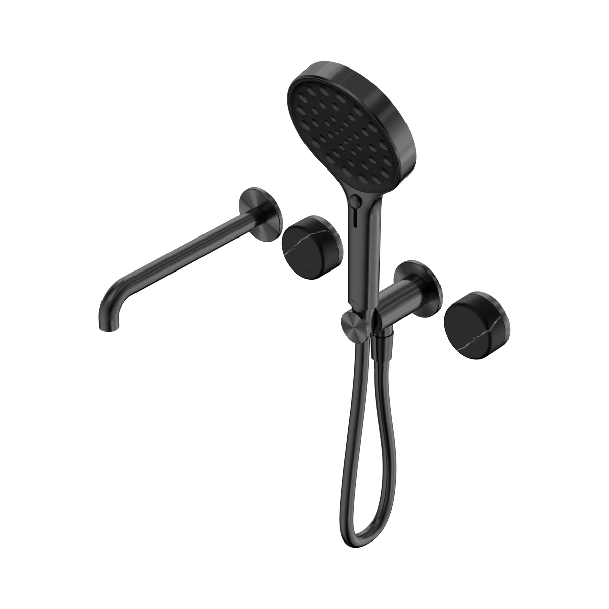 Nero Serenity Progressive Shower System With Spout With Marquina Black Handle And Serenity Hand Shower - Gun Metal