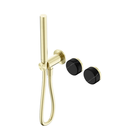 Nero Serenity Progressive Shower System With Marquina Black Handle And Slim Shower - Brushed Gold