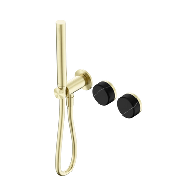 Nero Serenity Progressive Shower System With Marquina Black Handle And Slim Shower - Brushed Gold