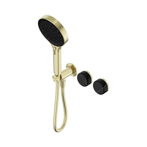Nero Serenity Progressive Shower System With Marquina Black Handle And Serenity Hand Shower - Brushed Gold