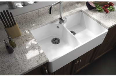 Turner Hastings Chester 80 x 50 Double Flat Front Fine Fireclay Farmhouse Butler Sink