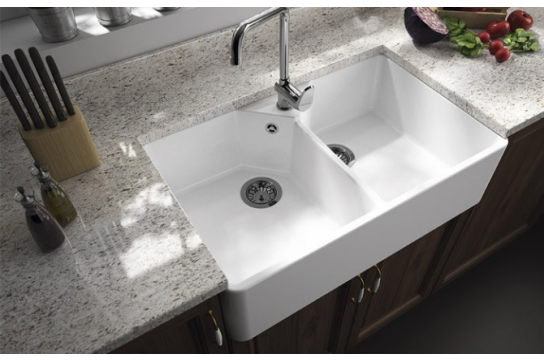 Turner Hastings Chester 80 x 50 Double Flat Front Fine Fireclay Farmhouse Butler Sink