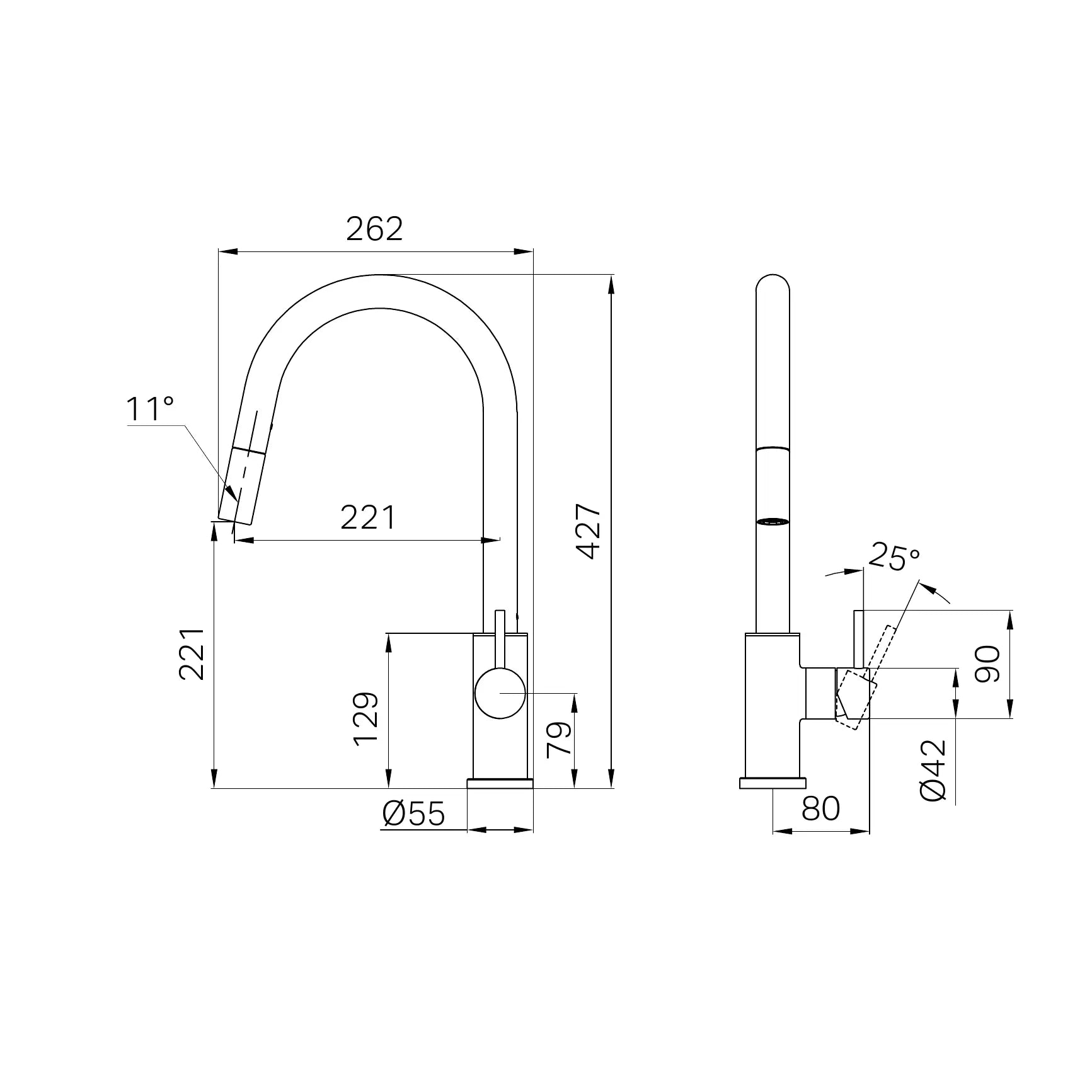 Nero Dolce II Pull Out Sink Mixer Gun Metal