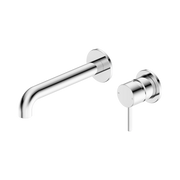 Nero Dolce II Wall Basin/Bath Mixer Separate Back Plate Curved Spout Chrome