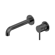 Nero Dolce II Wall Basin/Bath Mixer Separate Back Plate Curved Spout Gun Metal
