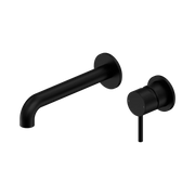Nero Dolce II Wall Basin/Bath Mixer Separate Back Plate Curved Spout Matte Black