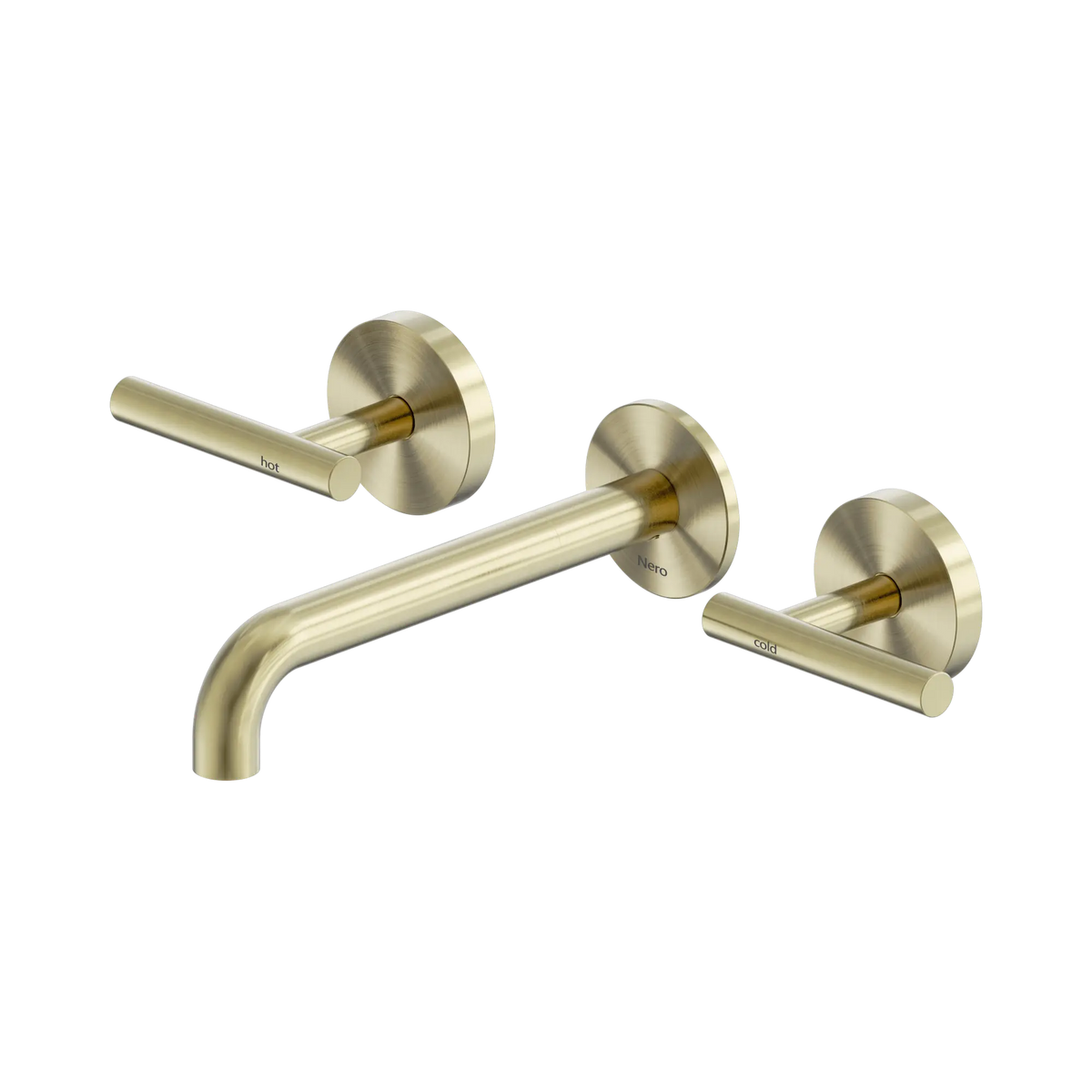 Mecca Lever Wall Basin/Bath Set 185mm Spout Brushed Gold