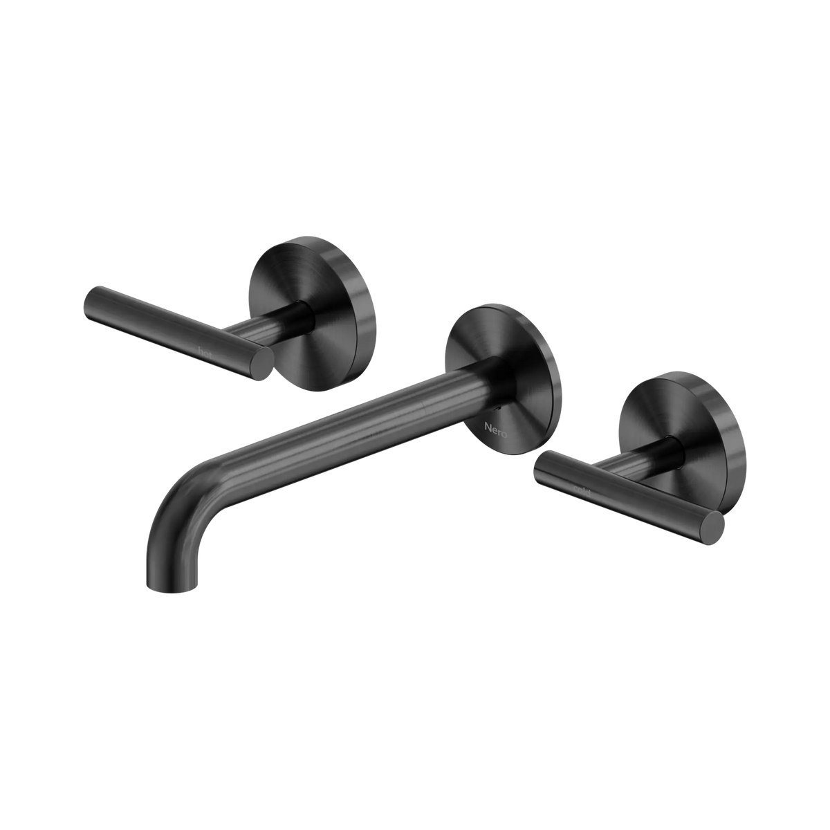 Mecca Lever Wall Basin/Bath Set 185mm Spout Gun Metal
