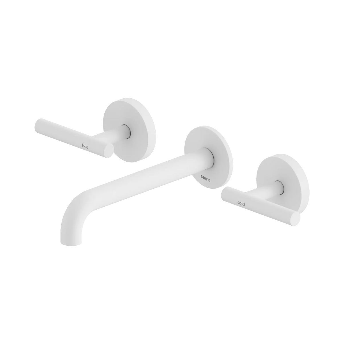 Mecca Lever Wall Basin/Bath Set 185mm Spout Matte White