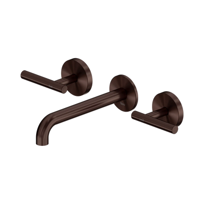 Nero Mecca Lever Wall Basin/Bath Set 185mm Spout Rome Bronze
