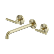 Mecca Lever Wall Basin/Bath Set 220mm Spout Brushed Gold