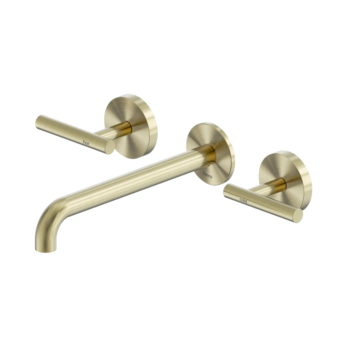 Mecca Lever Wall Basin/Bath Set 220mm Spout Brushed Gold