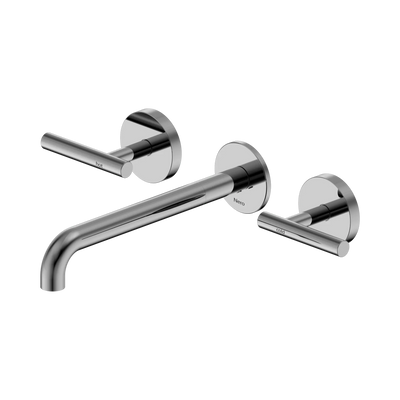 Nero Mecca Lever Wall Basin/Bath Set 220mm Spout Chrome