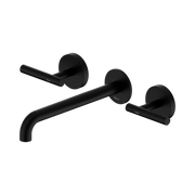 Mecca Lever Wall Basin/Bath Set 220mm Spout Matte Black