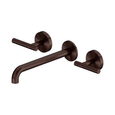 Nero Mecca Lever Wall Basin/Bath Set 220mm Spout Rome Bronze