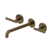 Nero Mecca Lever Wall Basin/Bath Set 220mm Spout Tumbled Antique Brass
