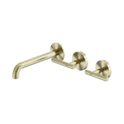 Mecca Lever Wall Basin/Bath Set 185mm Offset Spout Brushed Gold
