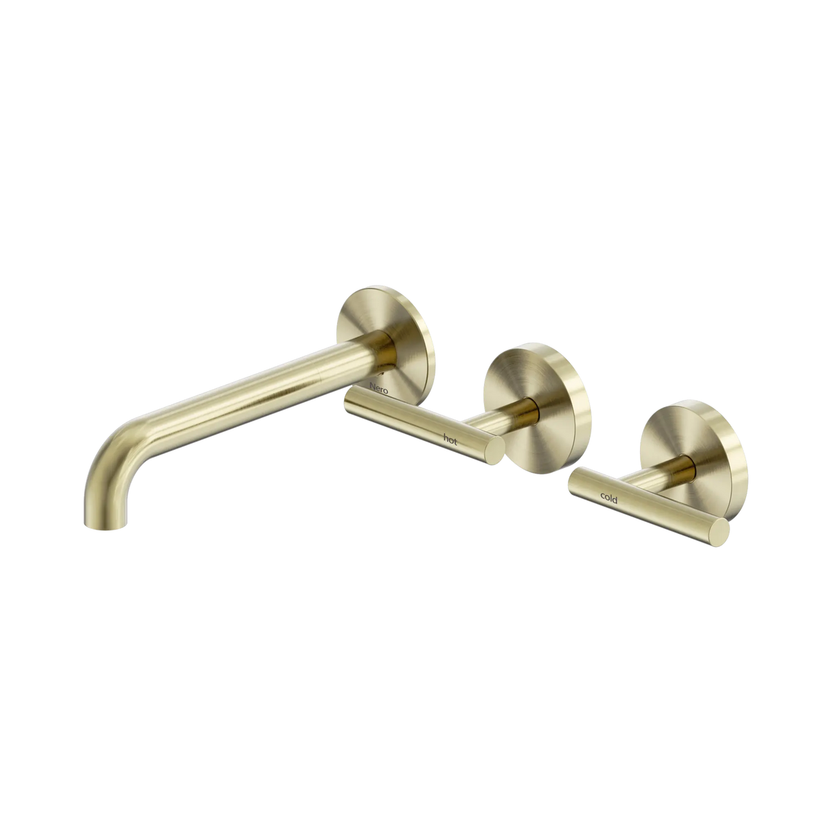 Mecca Lever Wall Basin/Bath Set 185mm Offset Spout Brushed Gold