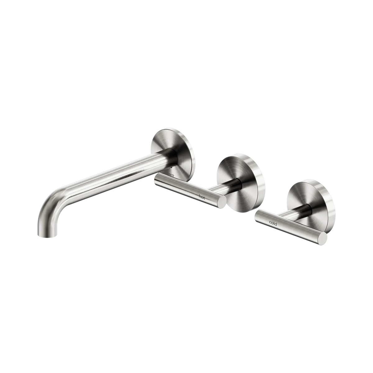 Mecca Lever Wall Basin/Bath Set 185mm Offset Spout Brushed Nickel