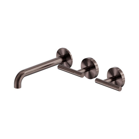 Nero Mecca Lever Wall Basin/Bath Set 185mm Offset Spout Brushed Bronze