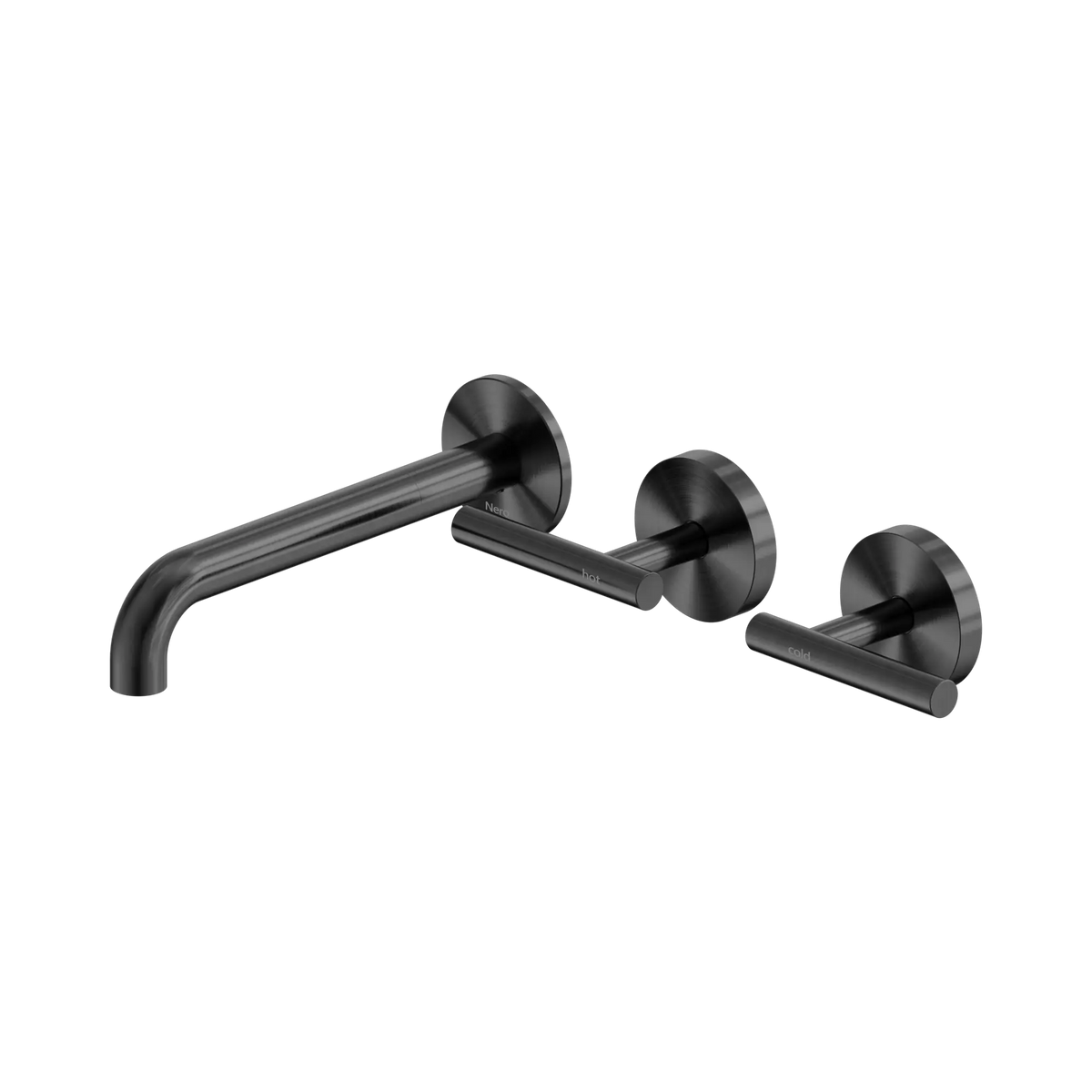 Mecca Lever Wall Basin/Bath Set 185mm Offset Spout Gun Metal