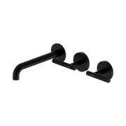 Mecca Lever Wall Basin/Bath Set 185mm Offset Spout Matte Black