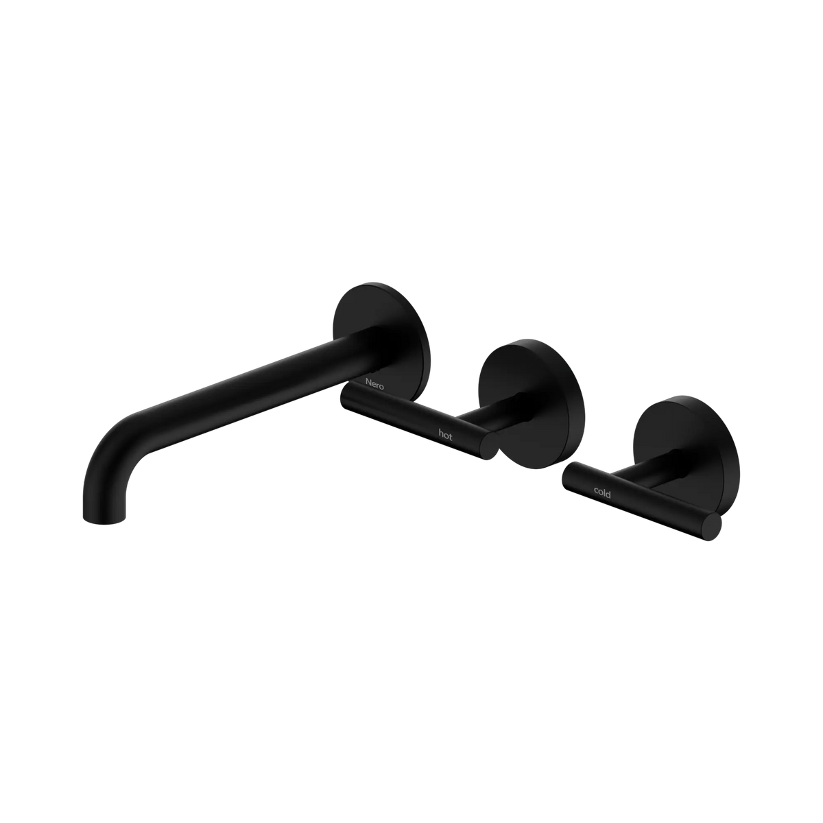Mecca Lever Wall Basin/Bath Set 185mm Offset Spout Matte Black