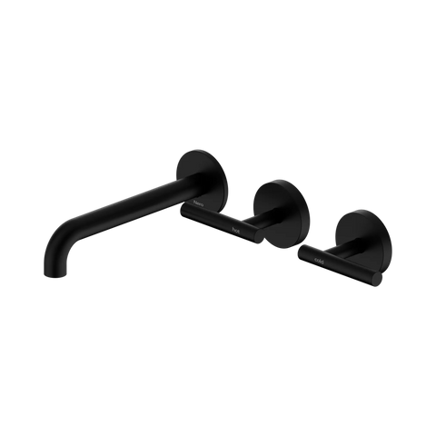 Nero Mecca Lever Wall Basin/Bath Set 185mm Offset Spout Matte Black