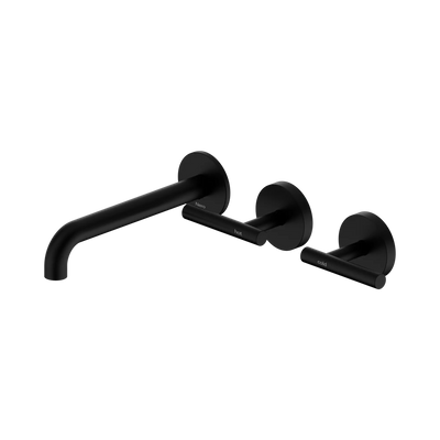 Nero Mecca Lever Wall Basin/Bath Set 185mm Offset Spout Matte Black