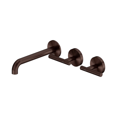 Nero Mecca Lever Wall Basin/Bath Set 185mm Offset Spout Rome Bronze