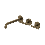 Nero Mecca Lever Wall Basin/Bath Set 185mm Offset Spout Tumbled Antique Brass