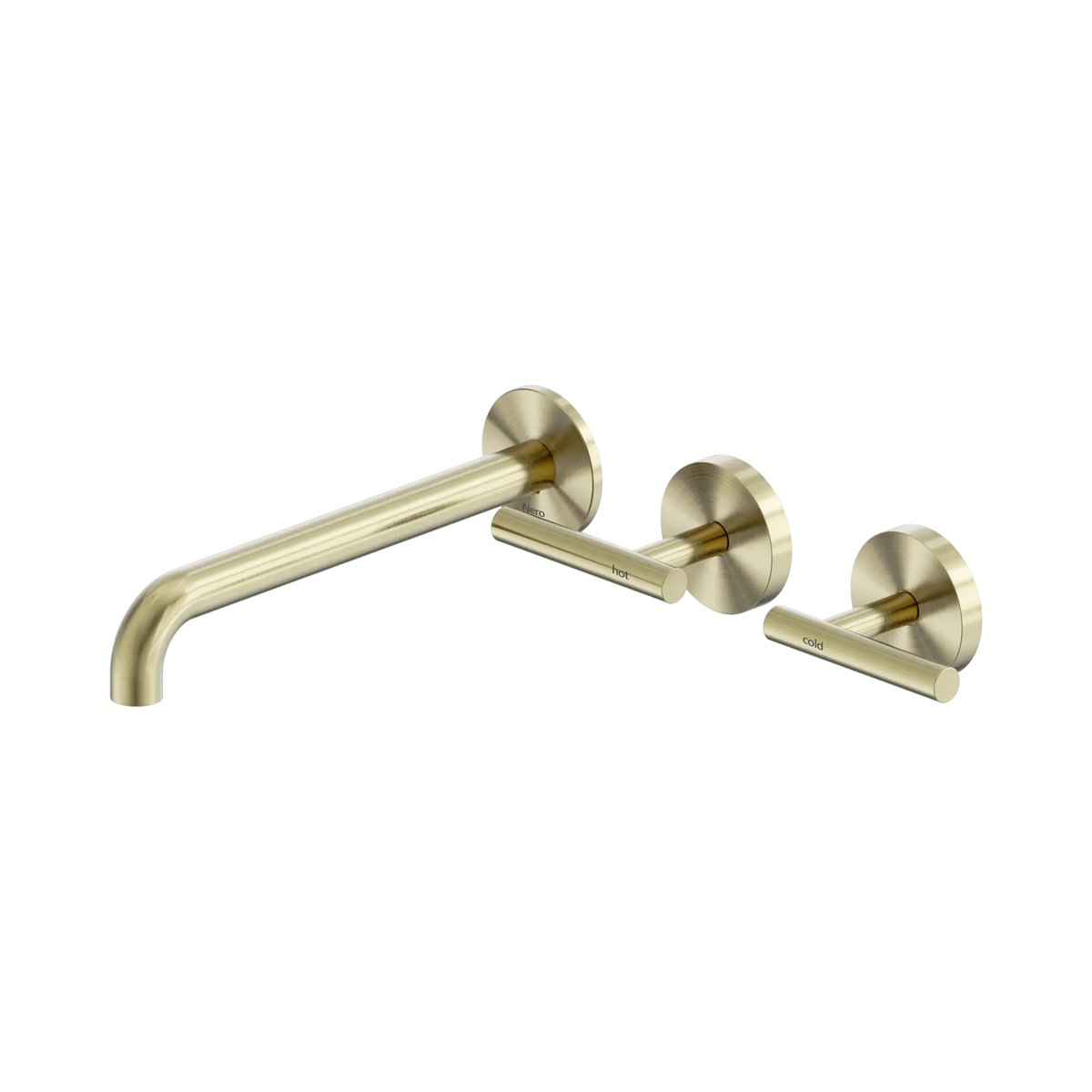 Mecca Lever Wall Basin/Bath Set 220mm Offset Spout Brushed Gold