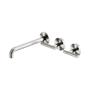 Mecca Lever Wall Basin/Bath Set 220mm Offset Spout Brushed Nickel
