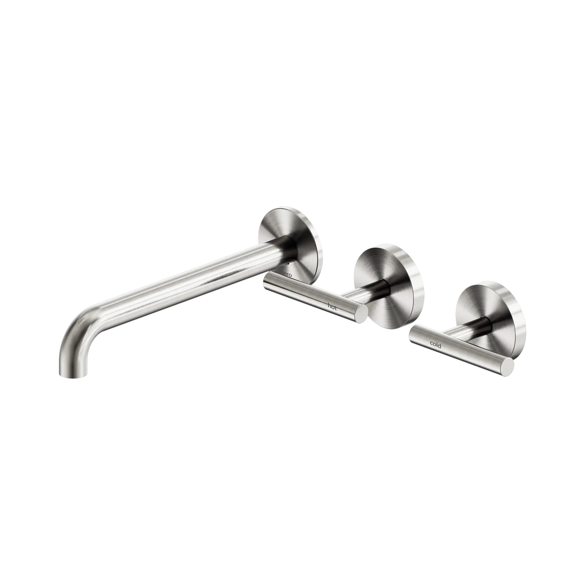 Mecca Lever Wall Basin/Bath Set 220mm Offset Spout Brushed Nickel