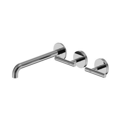 Nero Mecca Lever Wall Basin/Bath Set 220mm Offset Spout Chrome
