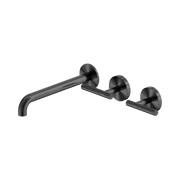 Mecca Lever Wall Basin/Bath Set 220mm Offset Spout Gun Metal
