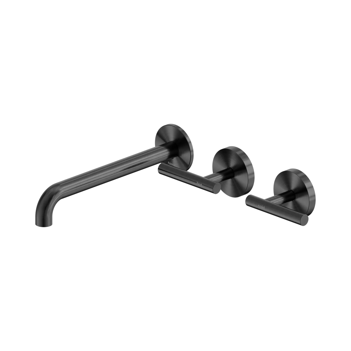 Mecca Lever Wall Basin/Bath Set 220mm Offset Spout Gun Metal