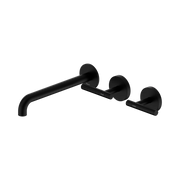 Mecca Lever Wall Basin/Bath Set 220mm Offset Spout Matte Black