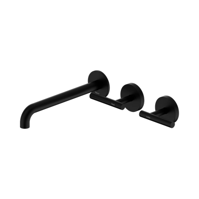 Nero Mecca Lever Wall Basin/Bath Set 220mm Offset Spout Matte Black