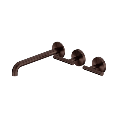 Nero Mecca Lever Wall Basin/Bath Set 220mm Offset Spout Rome Bronze