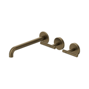 Nero Mecca Lever Wall Basin/Bath Set 220mm Offset Spout Tumbled Antique Brass