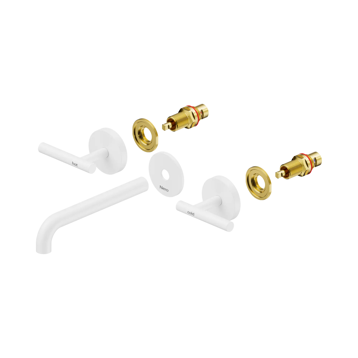 Mecca Lever Wall Basin/Bath Set 185mm Spout Trim Kit Only Matte White