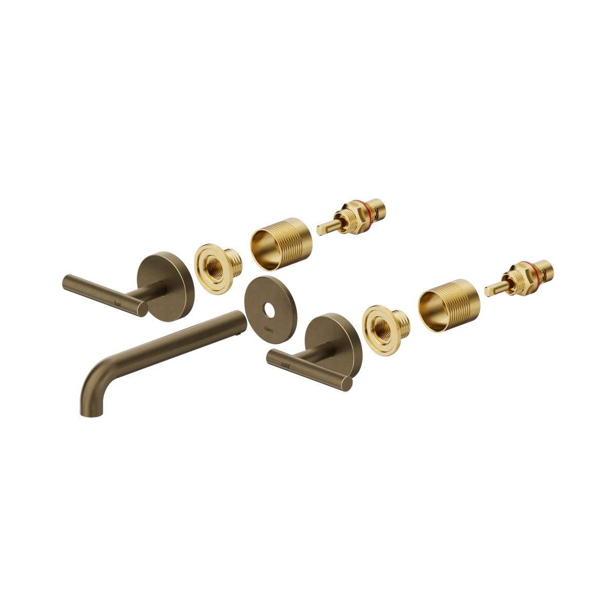 Mecca Lever Wall Basin/Bath Set 185mm Spout Trim Kit Only Tumbled Antique Brass