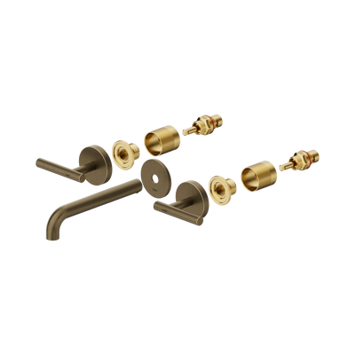 Nero Mecca Lever Wall Basin/Bath Set 185mm Spout Trim Kit Only Tumbled Antique Brass