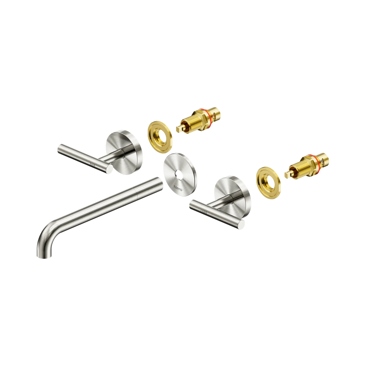Mecca Lever Wall Basin/Bath Set 220mm Spout Trim Kit Only Brushed Nickel
